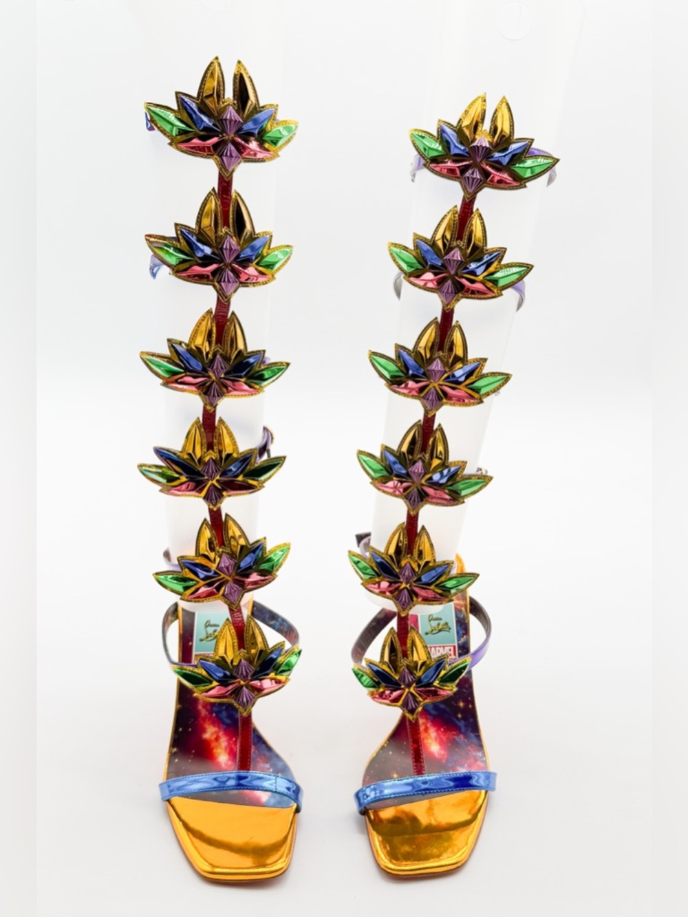 Christian Louboutin Marvel Sea Warrior Gladiator Knee High Sandal Metallic 40.5 - Picture 2 of 14